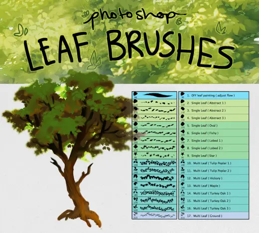17 Photoshop Leaf Detail Brushes — Procreate, Photoshop & Krita brush