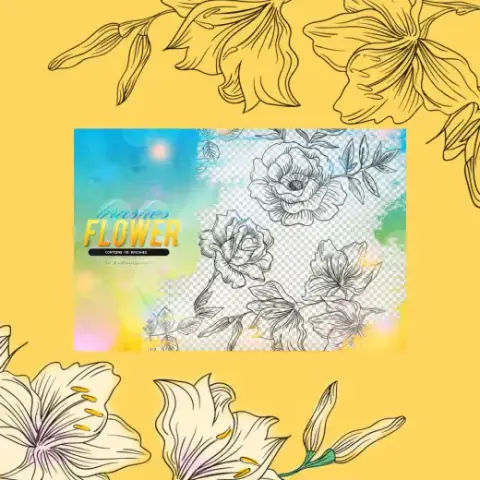 Outline Flowers Brushes — Procreate, Photoshop & Krita brush