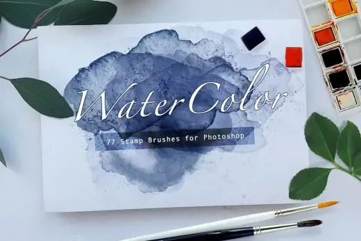 WaterColor Stamp Brushes｜Photoshop用水彩スタンプブラシ77種｜本物の水彩画から製作・にじみ表現 — Photoshop brush