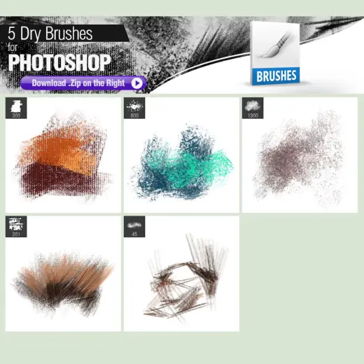 5 Dry Brushes — Procreate, Photoshop & Krita brush