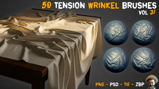 50 Tension Wrinkle Brushes - Vol 31 — Photoshop brush