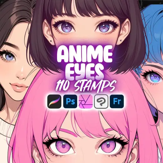 110 Procreate Anime Eyes Stamps Collection — Procreate, Photoshop & Krita brush