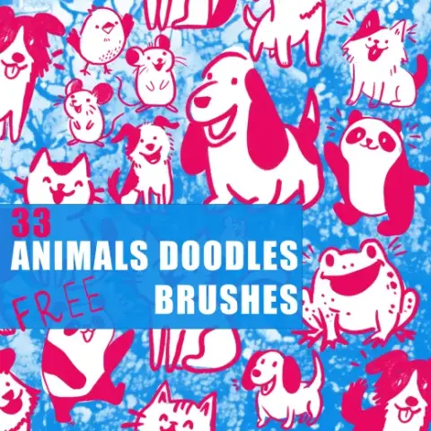 Animal Doodles Brushes — Procreate, Photoshop & Krita brush