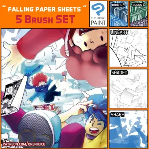 BRUSH SET - Falling Paper — Clip Studio Paint brush