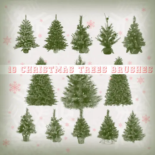 19 Christmas Trees Brushes — Procreate, Photoshop & Krita brush