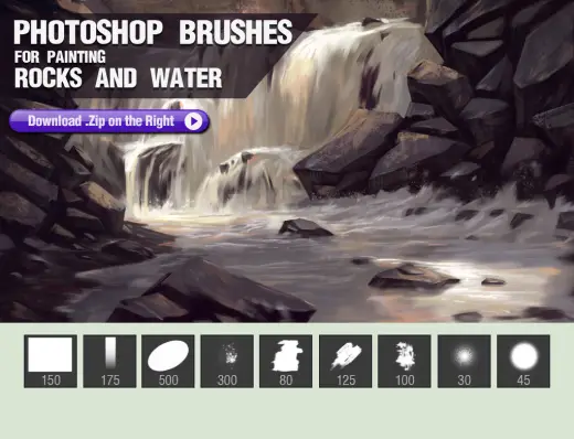 Painting Rocks and Water Brushes — Procreate, Photoshop & Krita brush