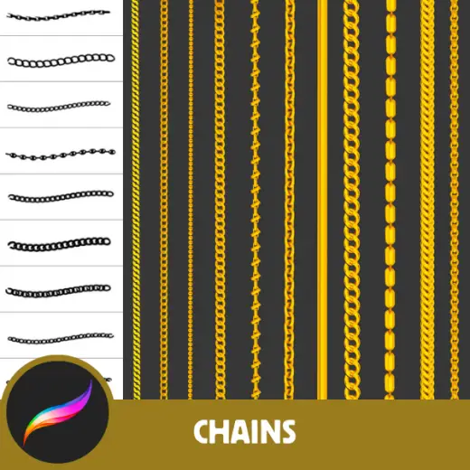 FREE Gold, Procreate Brushes: Chain Master Set, 69 Versatile Chain Brushes for Intricate Jewelry, Gothic Art, and Detail — Procreate brush