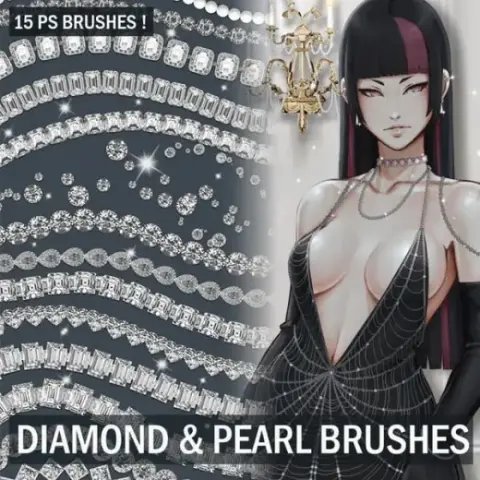 DIAMOND & PEARL BRUSHES + BONUS LAYER STYLES l PHOTOSHOP — Photoshop brush
