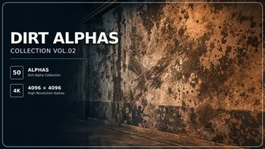 50 Realistic Dirt Alpha Decal Brush Pack | 4K Grunge Overlays Vol.02 — Photoshop brush