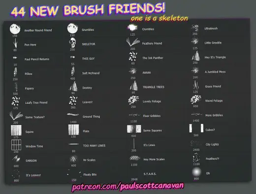 Paul's Brush Friends - 44 NEW Brushes for Photoshop & Procreate — Procreate & Photoshop brush