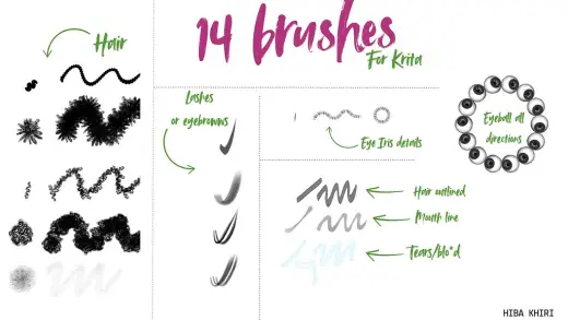 14 krita brushes: FREE FOR THE FIRST 3 PEOPLE — Krita brush
