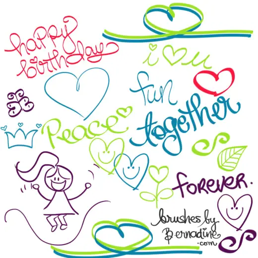 Set of 21 Doodles Brush Set — Procreate, Photoshop & Krita brush