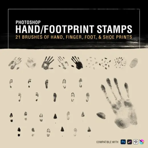 Handprint & Footprint Brush Stamps — Photoshop brush
