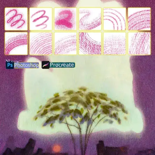 [Procreate + Photoshop]鉛筆ブラシ 32本 — Procreate & Photoshop brush
