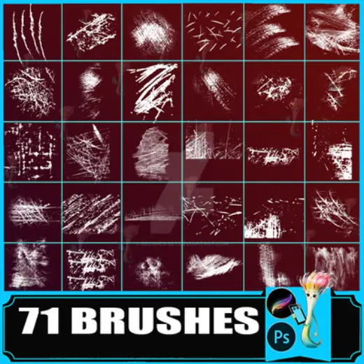 71 Scratch Stain: PS and procrate stamp — Procreate & Photoshop brush